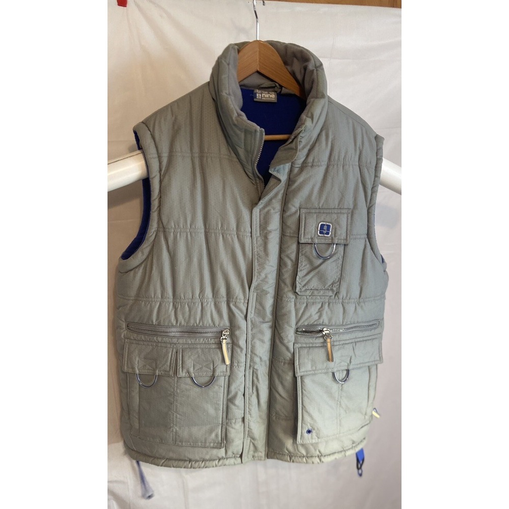 Cloud Nine Utility‎ Puffer Vest Sage Green Honeycomb Ripstop Fleece Lined Womens